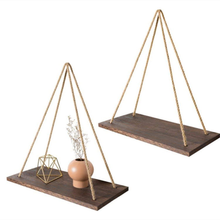 Wooden Hanging Rope Shelf