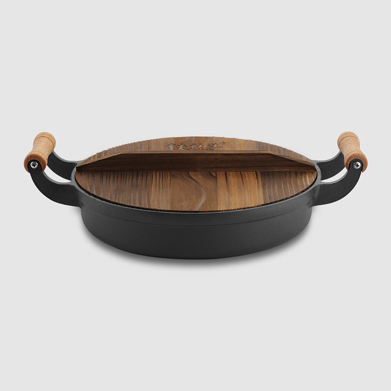 Thickened Cast Iron Binaural Cooking Pot