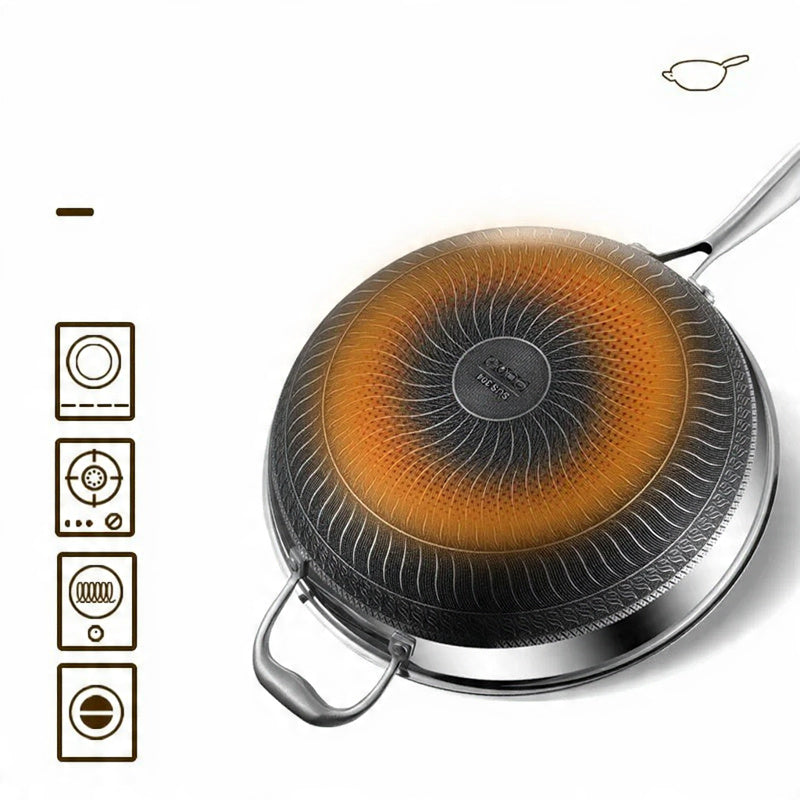 Wok dwustronny o strukturze plastra miodu ze stali nierdzewnej 316