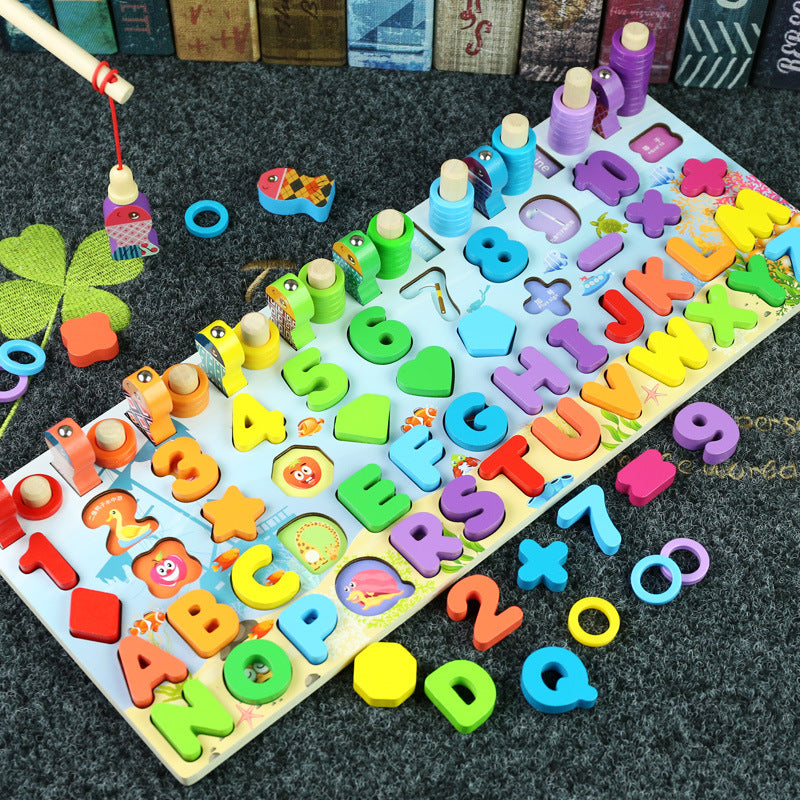 Wooden Six-in-One Educational Puzzle Board