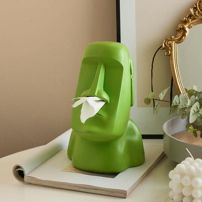 Modern Moai Resin Tissue Box