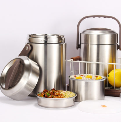 Trójwarstwowy lunchbox ze stali nierdzewnej