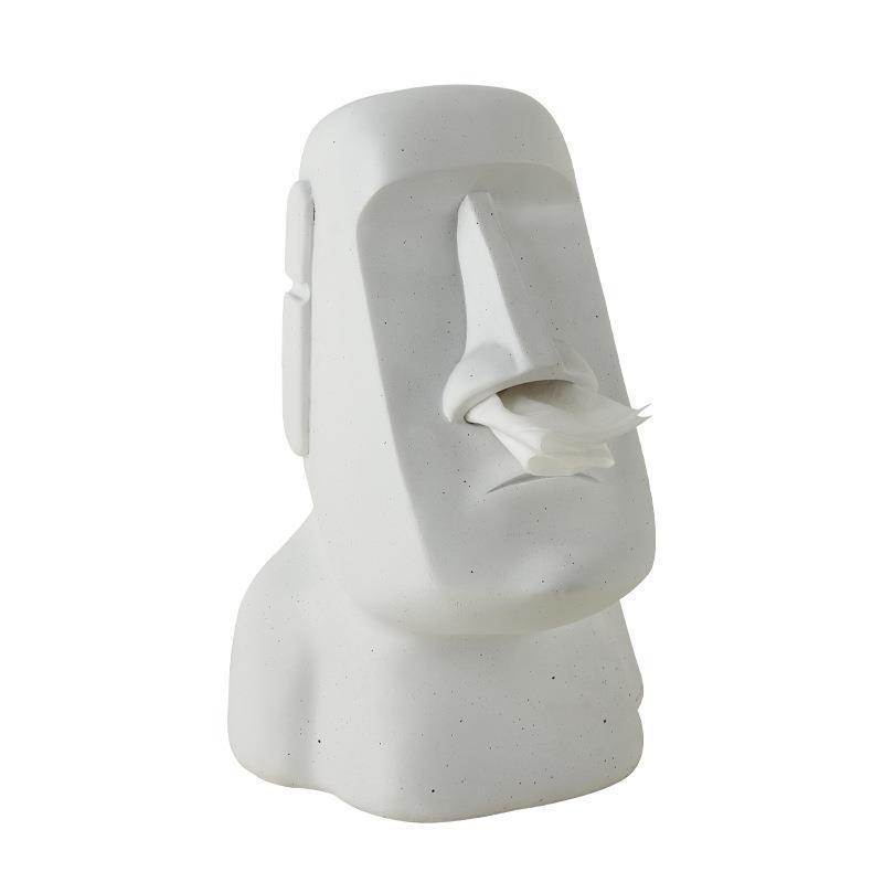 Modern Moai Resin Tissue Box