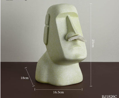 Modern Moai Resin Tissue Box