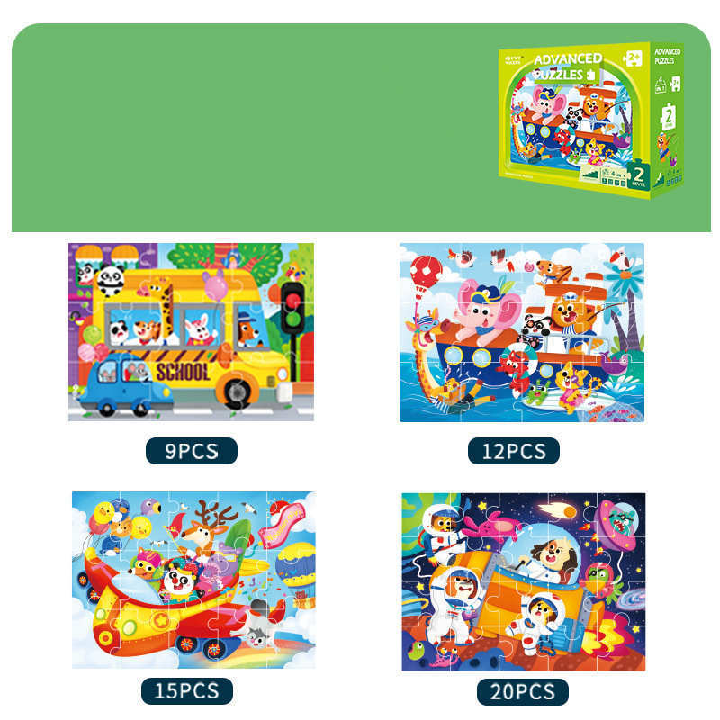 Zaawansowany zestaw drewnianych puzzli edukacyjnych