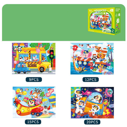 Zaawansowany zestaw drewnianych puzzli edukacyjnych