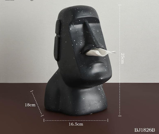 Modern Moai Resin Tissue Box
