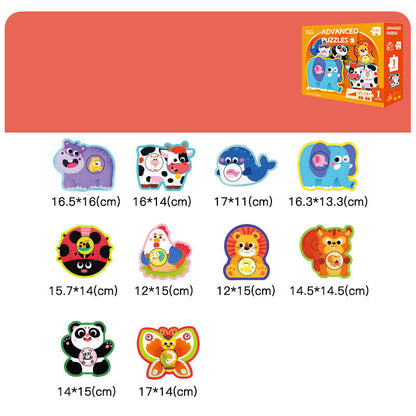 Zaawansowany zestaw drewnianych puzzli edukacyjnych