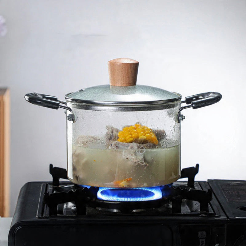 Transparent Borosilicate Glass Steamer Pot